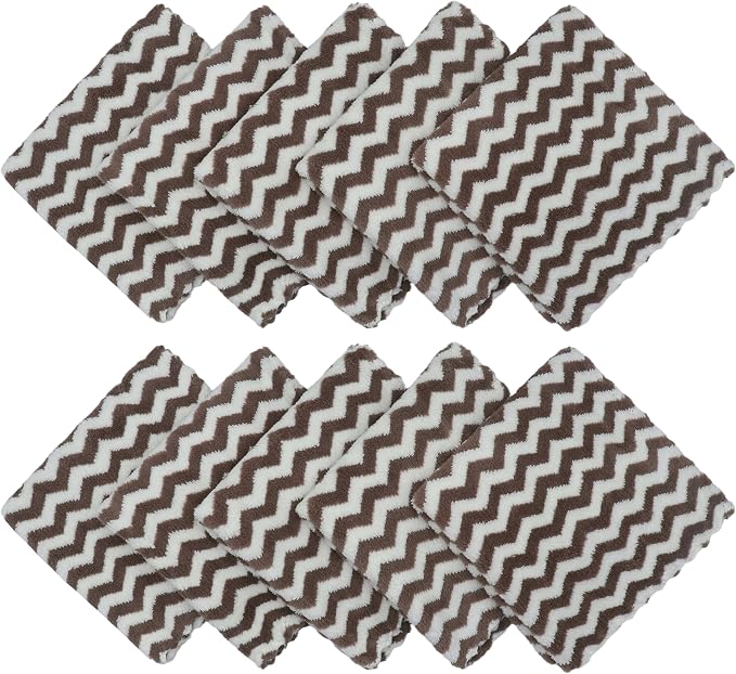 Microfiber Cleaning Cloth, 10 Pack Microfiber Rags,12inx12in, Brown | Lint Free Dish Cleaning Cloths, Fast Drying Dish Rags For Cleaning, Absorbent Washcloths