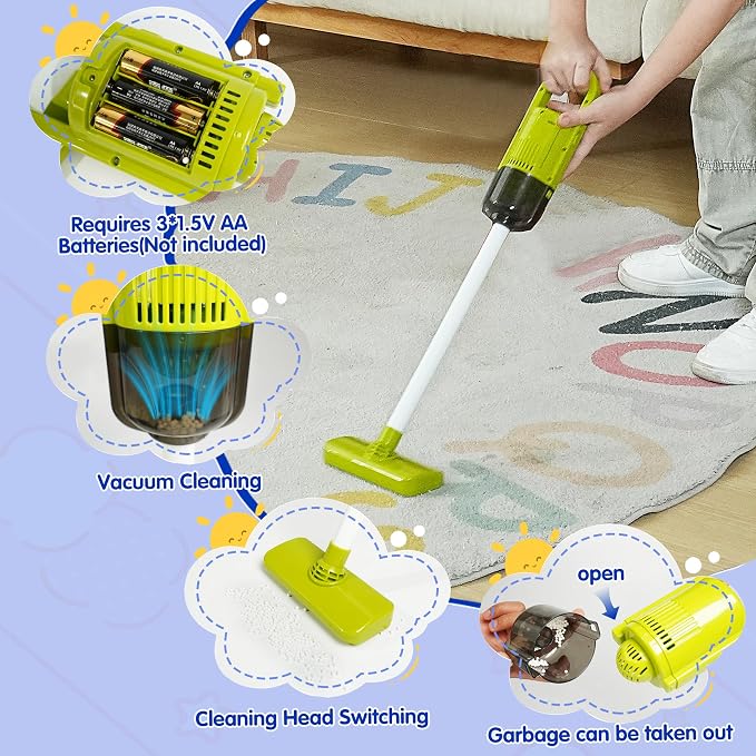 Toddler Cleaning Toy Set,New 29 - with Vacuum Cleaner,Broom & Mop,Ages 3-5 | Piece Detachable Kids Cleaning Set for Kids - for Pretend Play Educational Cleaning Carts Boy and Girls 3-5 Years Old （Blue）