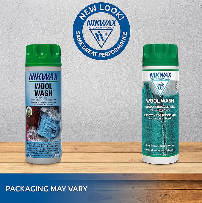 Nikwax Wool Wash, 300ml, Deodorize wool items, wool layers, safely cleans merino wool base layers, active wear, socks