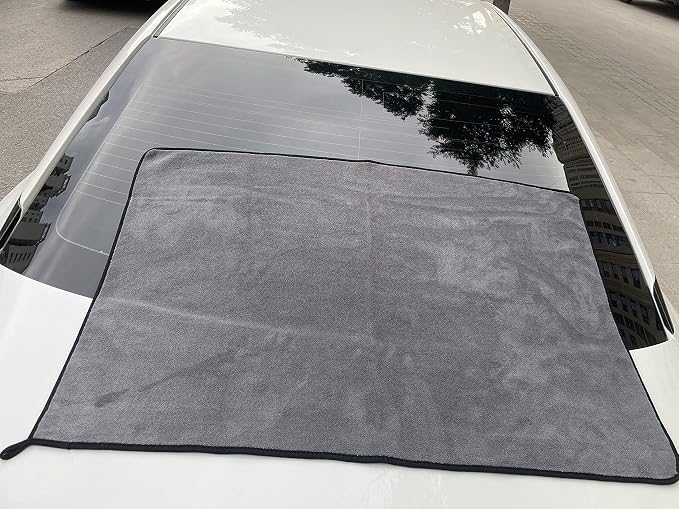 Large Microfiber Drying Towel for Car, Great Thick Soft Plush Towels, 36 x 24inches 800GSM Thickness, Quality, Washable, Absorbency No Scratch Lint Free Drying Towel (36 x 24inches,Grey-Yellow,1pack)