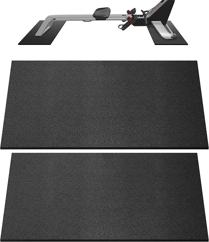 2-Piece Rowing Machine Mat Compatible with Peloton Row & Concept2 | 11.8 x 30 in x 2, 6mm rower mats, with waterproof cushioning, tailored for hardwood and carpet, easy-clean