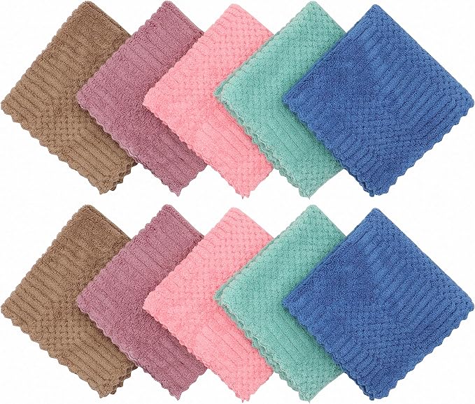Microfiber Cleaning Cloth, 10 Pack Microfiber Rags,12”x12”,Mix Color | Lint Free Dish Cleaning Cloths, Fast Drying Dish Rags For Cleaning, Absorbent Washcloths