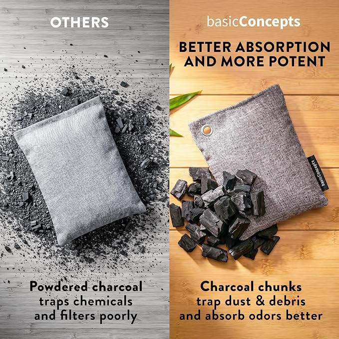Activated Bamboo Charcoal Odor Absorber Bags for Strong Odors - 12 Pack Large 100g Air Purifying Bags, Natural Activated Charcoal Deodorizer for Shoes, Closet, Car, Gym Bag, Bathroom & Home