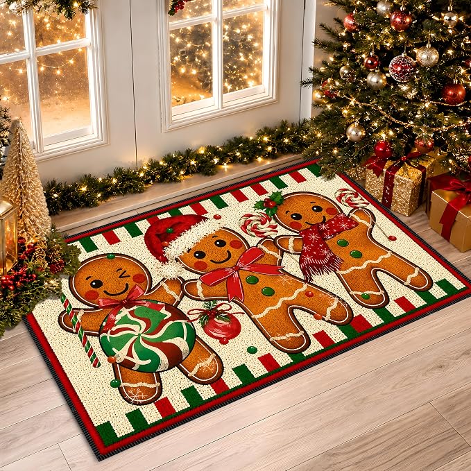 Gingerbread Christmas Rug 15.7x23.6 in, Faux Cashmere Non Slip Mat (Gingerbread Man, 15.7x23.6inch)