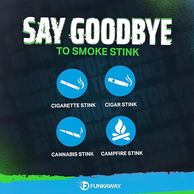 FunkAway Smoke Odor Eliminator Spray for Air, 3.4 oz., Eliminates Extreme Cigarette, Cannabis, Cigar and Campfire Smoke Odors, Instantly Refresh Smoky Air (Pack of 2)