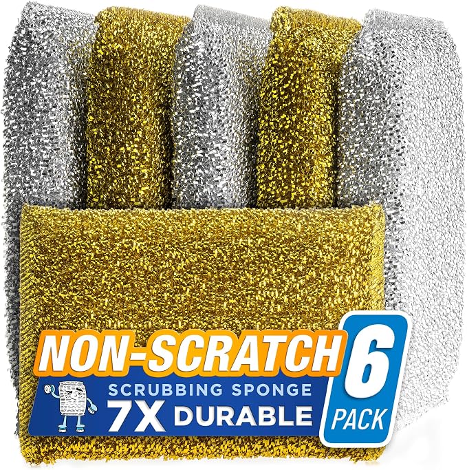 SPONGENATOR Kitchen Sponges for Dishes, Scouring Pads Non Scratch Scrubbers | Multi-surface non-metal dish scouring scrubbers in 2 colors for fast cleaning; heavy duty and non-scratch