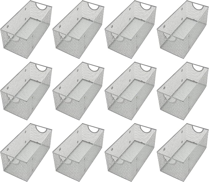 YBM Home Wire Mesh Storage Basket Organizer for CD and DVDs - 12 Pack