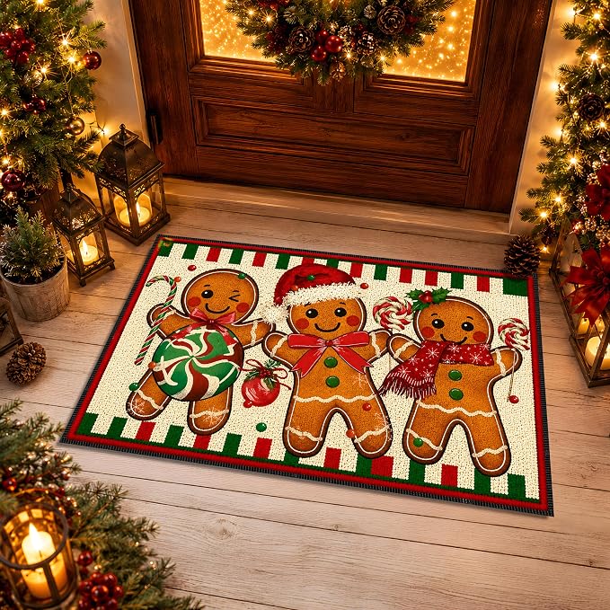 Gingerbread Christmas Rug 15.7x23.6 in, Faux Cashmere Non Slip Mat (Gingerbread Man, 15.7x23.6inch)